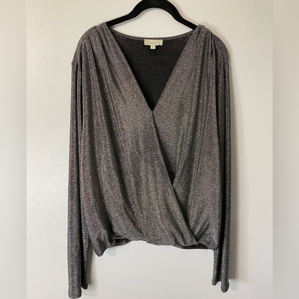 Chenault Shimmering silver Blouse size XL